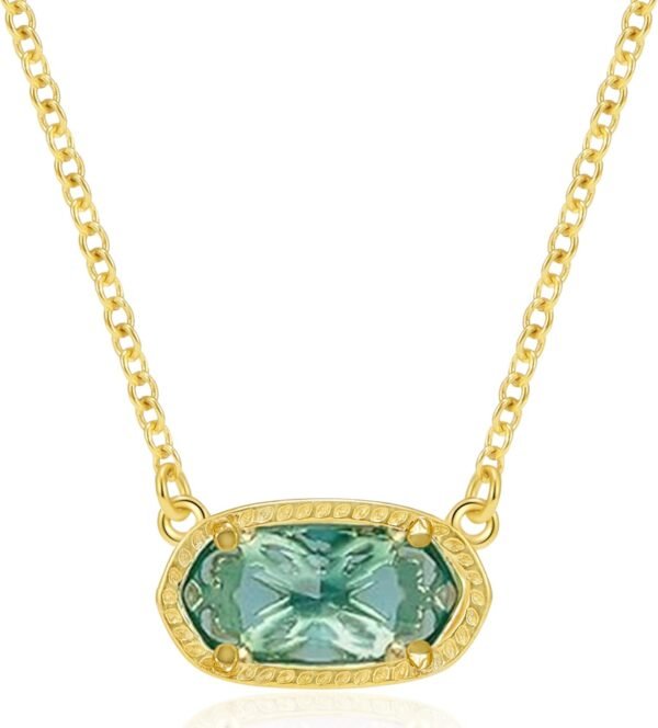 Gold Pendant Necklace for Women Men 14K Gold-Plated Adjustable Tail Chain Synthetic Gemstone Dainty Gifts Fashion Jewelry Mother Daughter Necklace
