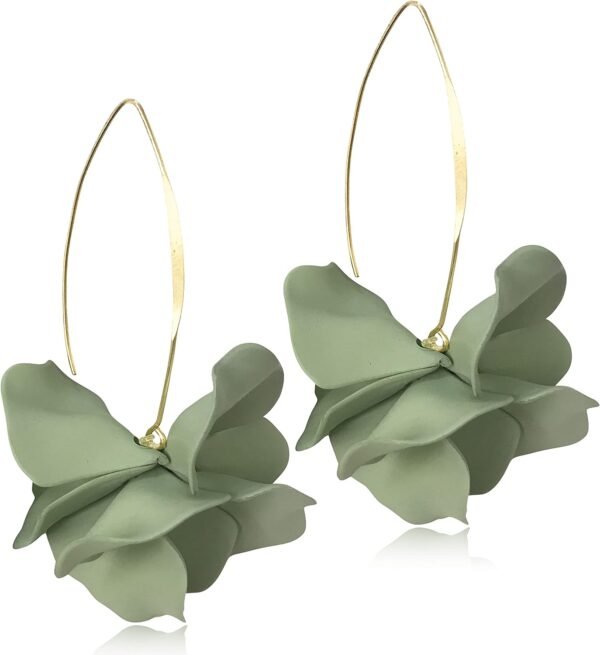 Handmade Bohemian Acrylic Large Flower Dangle Drop Earrings Unique Resin Tiered Petal Flower Line Earrings for Women