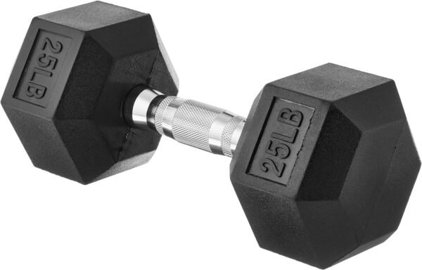Amazon Basics Rubber Encased Exercise & Fitness Hex Dumbbell, Single, Hand Weight For Strength Training