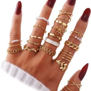 IFKM 51 Pcs Gold Knuckle Rings...