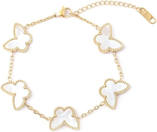 Lucky Butterfly Bracelet for Women 18K Gold Plated Simple Fashion Bracelet Link Jewelry Gifts for Women